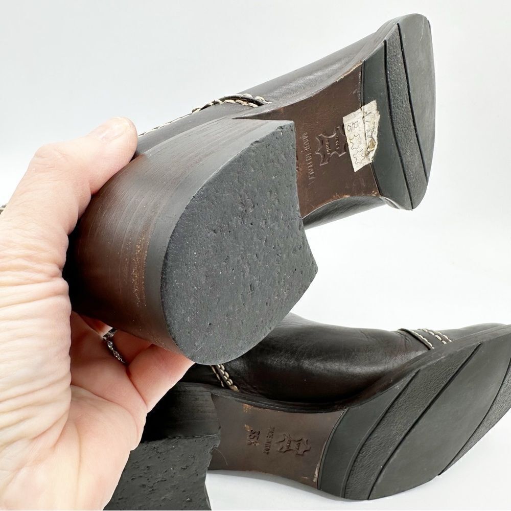 Tentazione Italian Brown Leather‎ Cap Toe Booties Sz EUR 35.5 US 5 - Picture 12 of 14